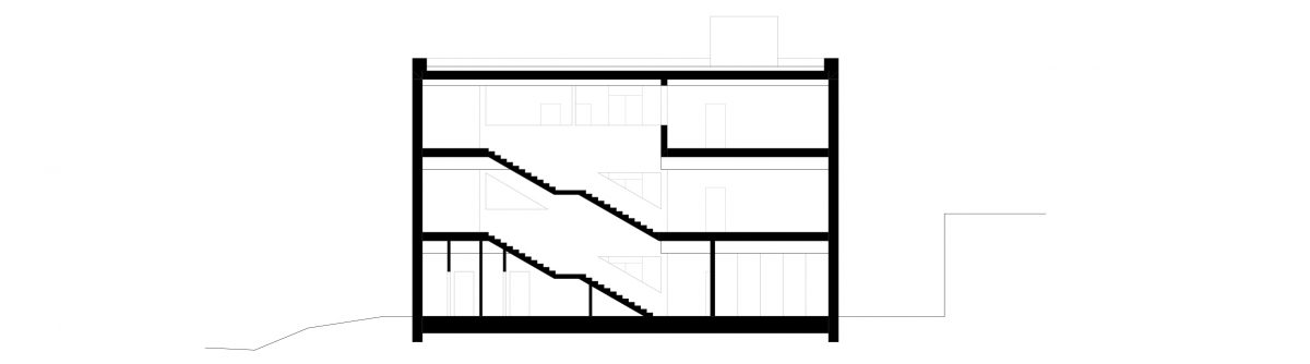 Schnitt des Schulerweiterungsbaus in Köln.