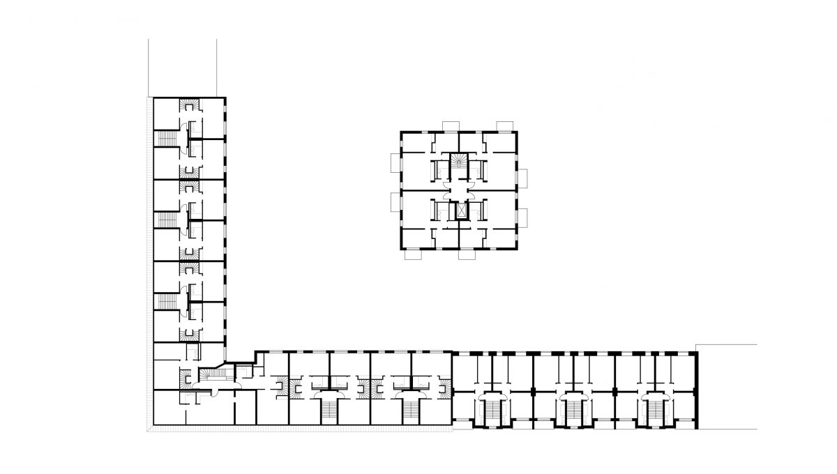 Grundriss OG des modularen Wohnungsbaus aus Holz in Berlin.