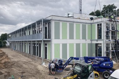 Baustelle der neuen Kindertagesstätte in Bedburg.
