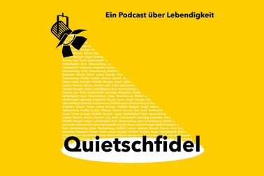 Der Flyer von Quietschfild Podcast im Rahmen des Masterstudiengangs Architektur Projektentwicklung 2021 der Hochschule Bochum.
